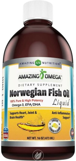 Amazing Omega Norwegian Fish Oil Fresh Lemon 16 ounce