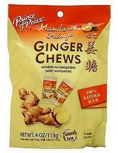 GINGER CHEWS ORANGE 4 OUNCE