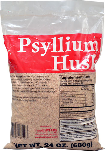 100% PURE PSYLLIUM HUSKS PLASTIC BAG 24 OZ